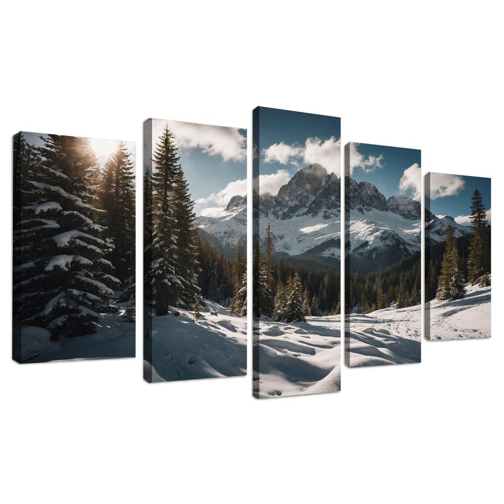 The Serene Peaks Of Snowy Mountain Range Multi-panel Paintings