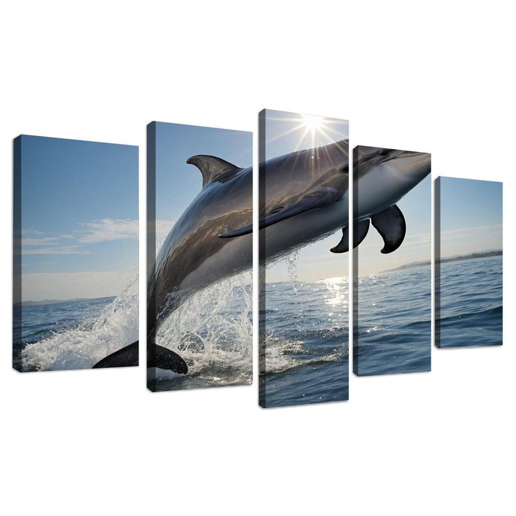 The Playful Bottlenose Dolphin In Coastal Waters Canvas Paintings Frame