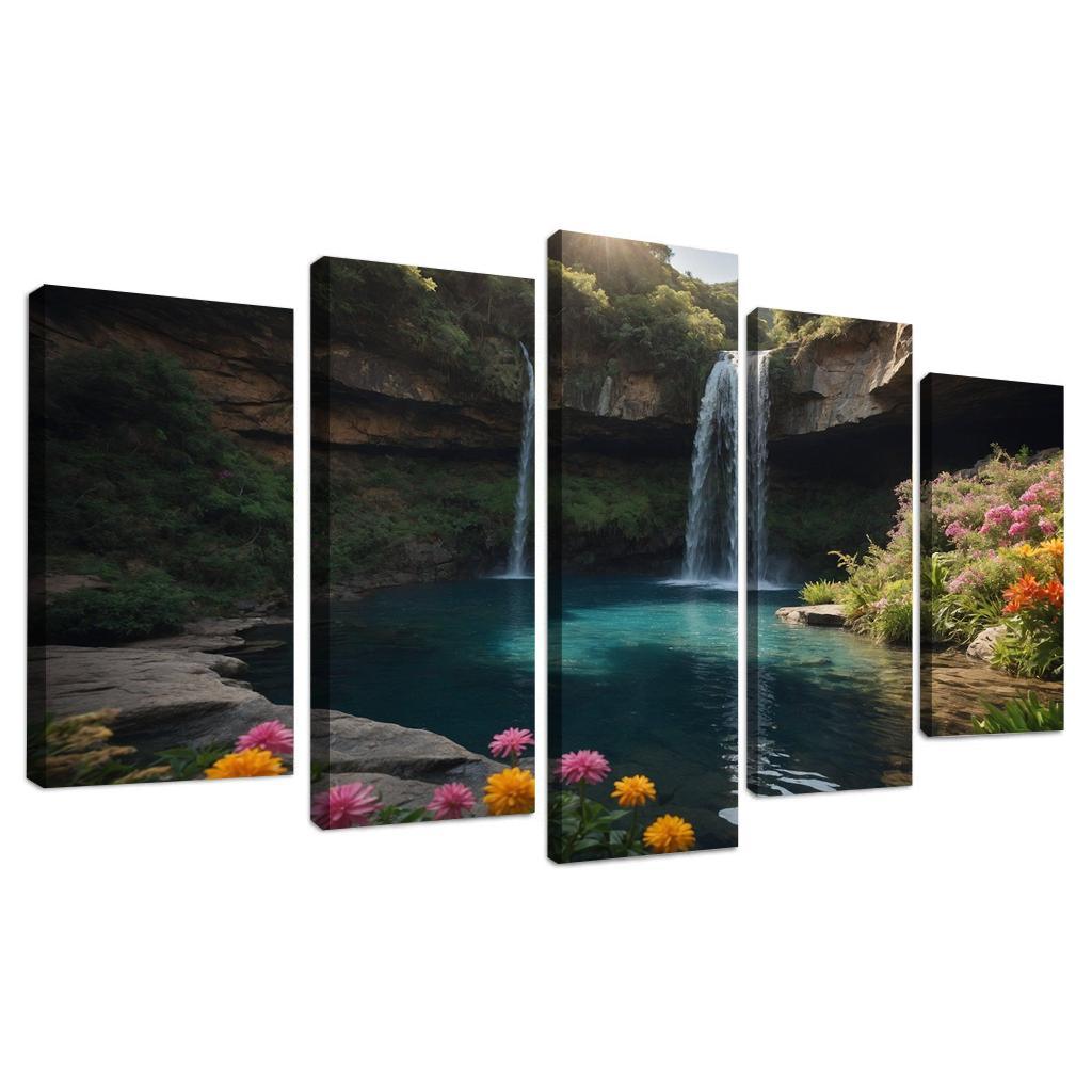 The Radiant Falls Of Sapphire Cascade Modern Paintings Frame