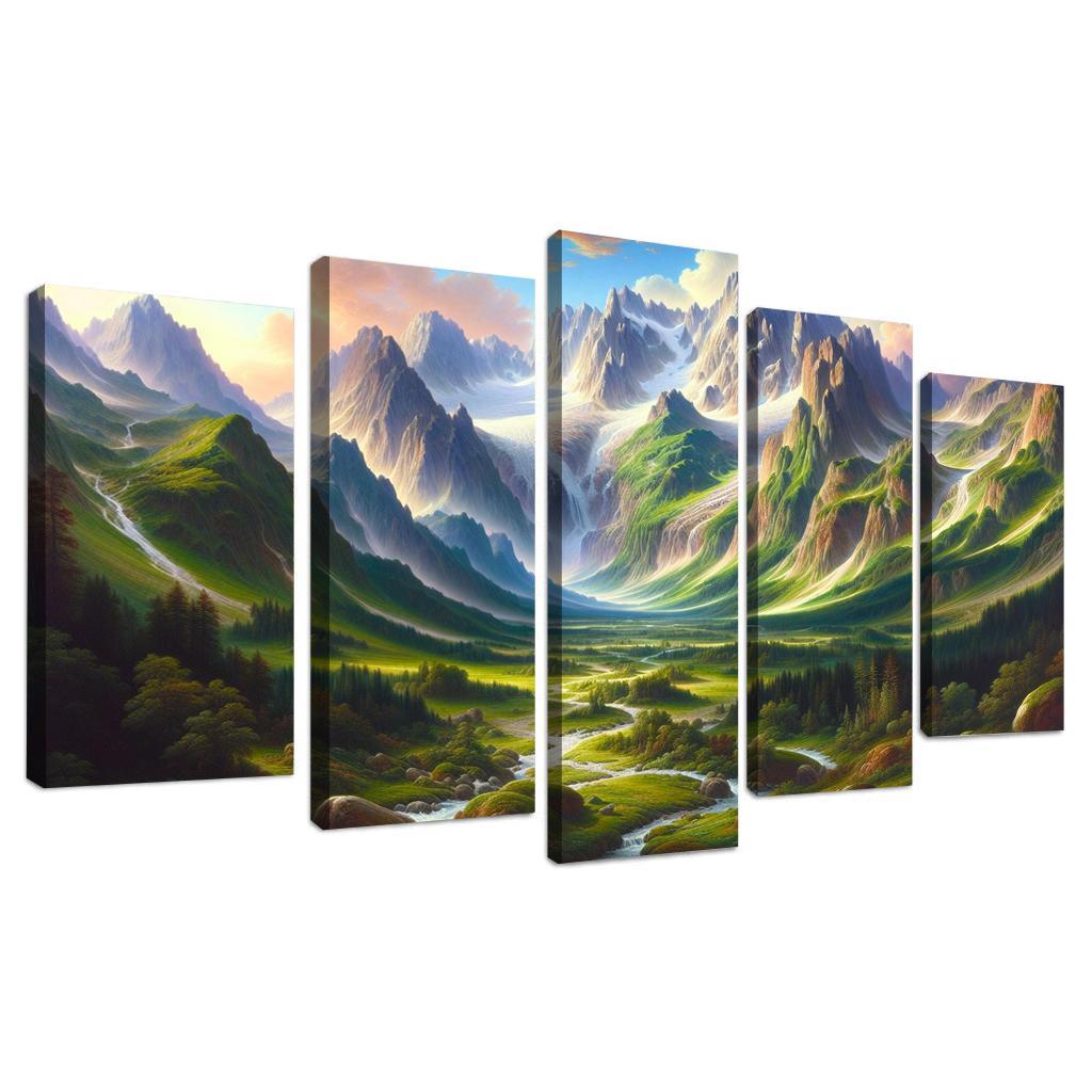 Mountain Melody 5 Piece HD Canvas Wall Art-Original Frame
