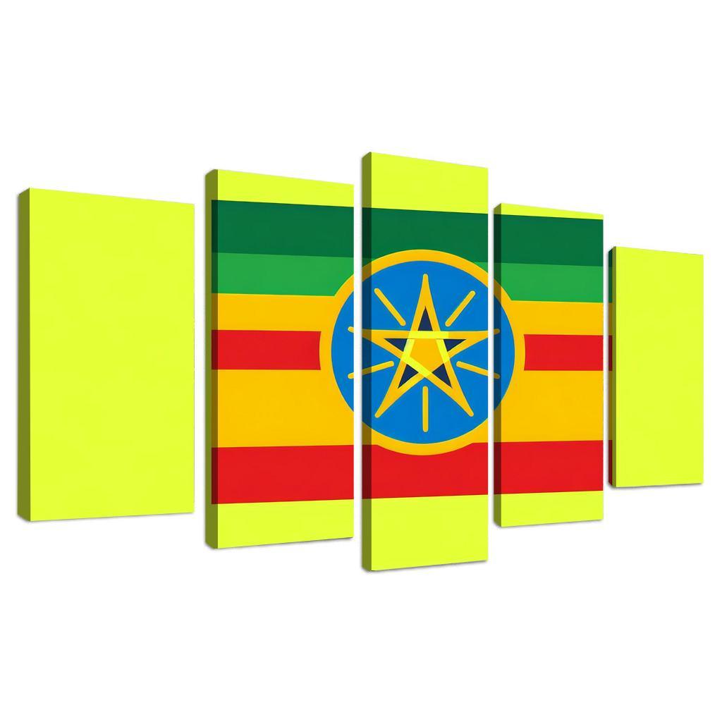 A Heritage of Color The Flag of Ethiopia 5 Piece HD Canvas Wall Art-Original Frame