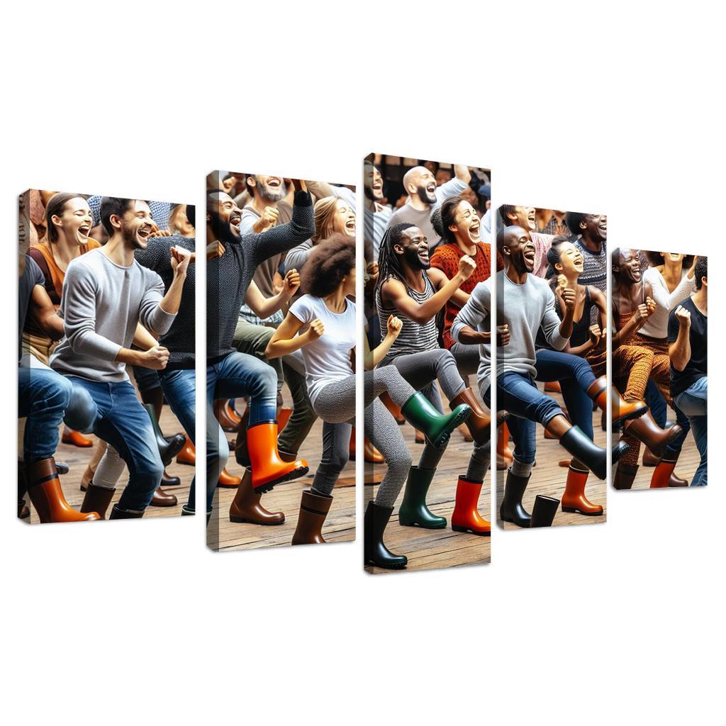 Gumboot Dance The Rhythmic Voice Of South Africa Modern Paintings Frame