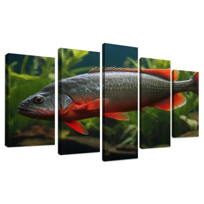 The Endearing Red-bellied Piranha In Freshwater Framed Paintings