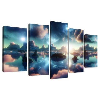 The Dreamweaver's Sanctuary 5 Piece HD Canvas Wall Art-Original Frame