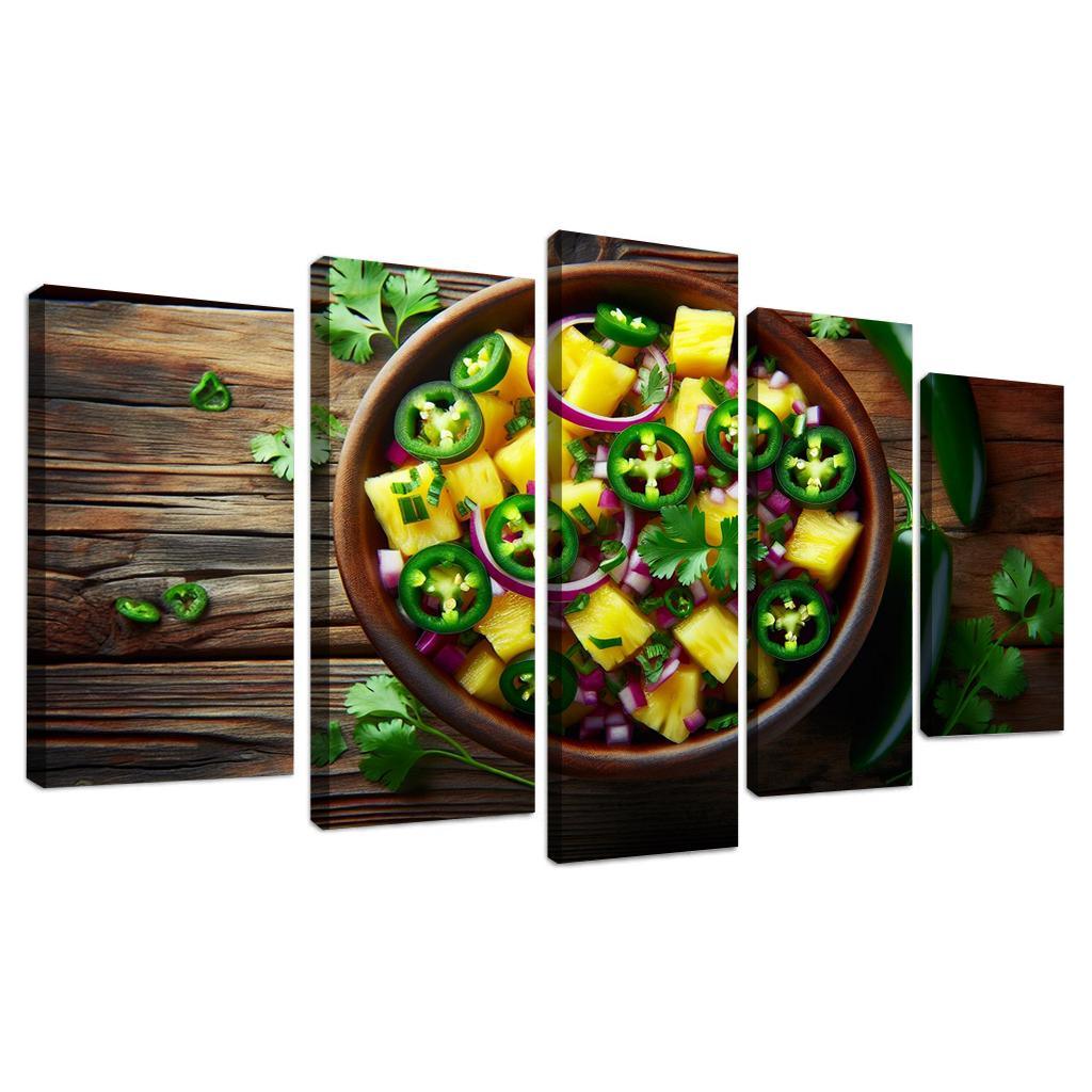 Spicy Pineapple Salsa 5 Piece HD Canvas Wall Art-Original Frame