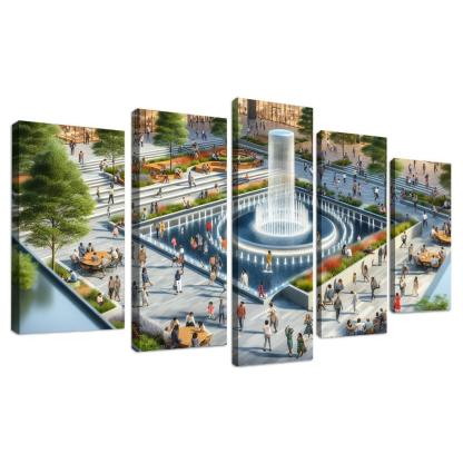 Dynamic Urban Water Features Custom Paintings Frame