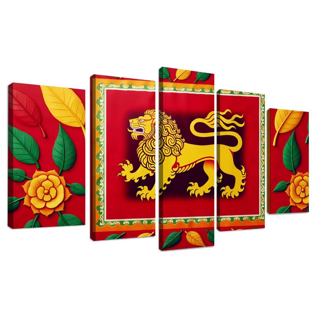 Legacy of Peace The Flag of Sri Lanka 5 Piece HD Canvas Wall Art-Original Frame