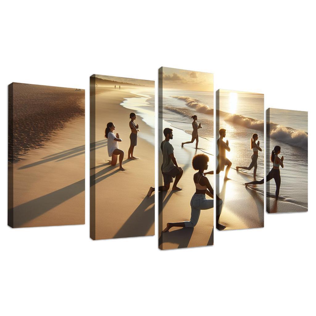 Tranquil Waters Yoga Beach Retreat Multi-panel Paintings