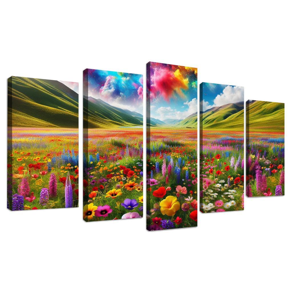 The Vibrant Blooms Of Rainbow Meadow Custom Paintings Frame