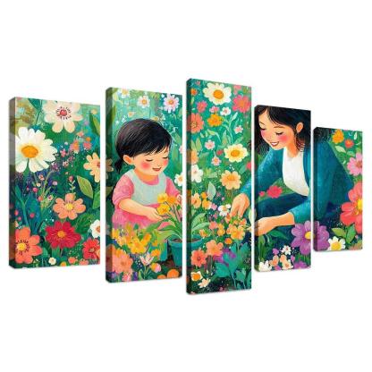 The Blooming Path A Mothers Nurturing Journey Canvas Paintings Frame