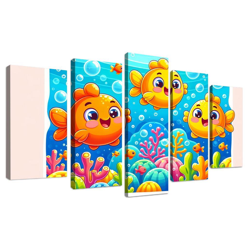 Giggles With Goldfish - Underwater Fun Framed Paintings