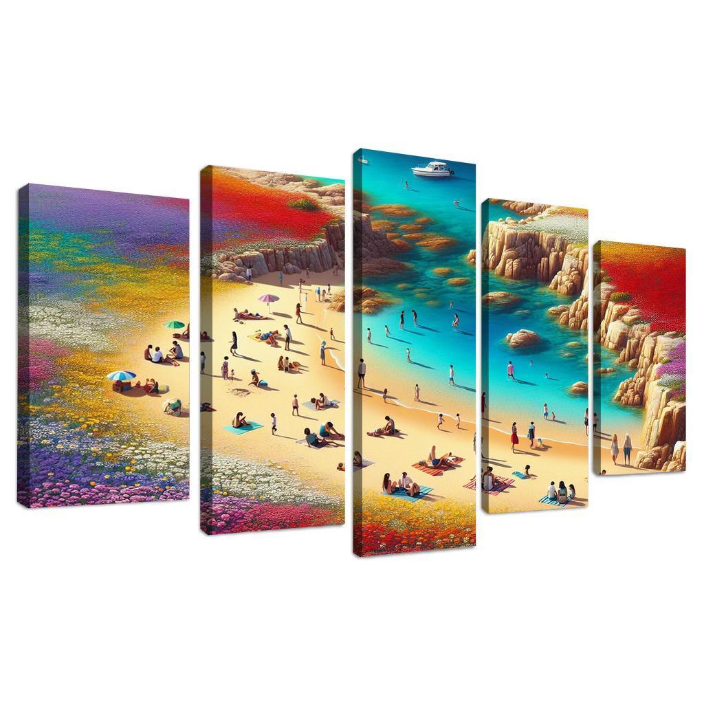 Coastal Wildflower Beach Modern Paintings Frame