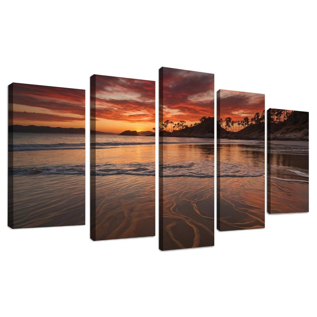 Crimson Reflections Over Twilight Bay Art Trends