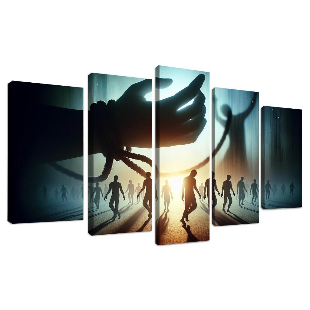 Invisible Threads Art on Human Trafficking Awareness 5 Piece HD Canvas Wall Art-Original Frame