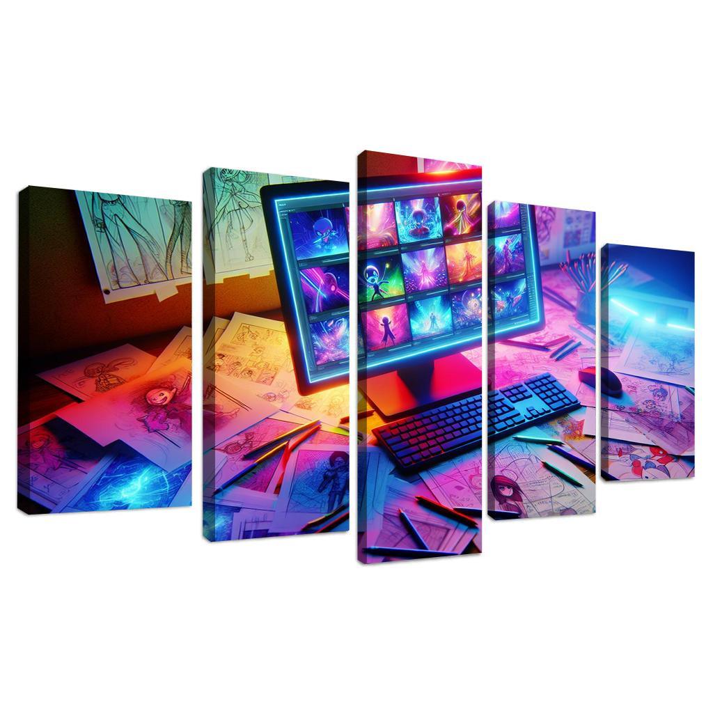 Storytelling through Digital Animation 5 Piece HD Canvas Wall Art-Original Frame