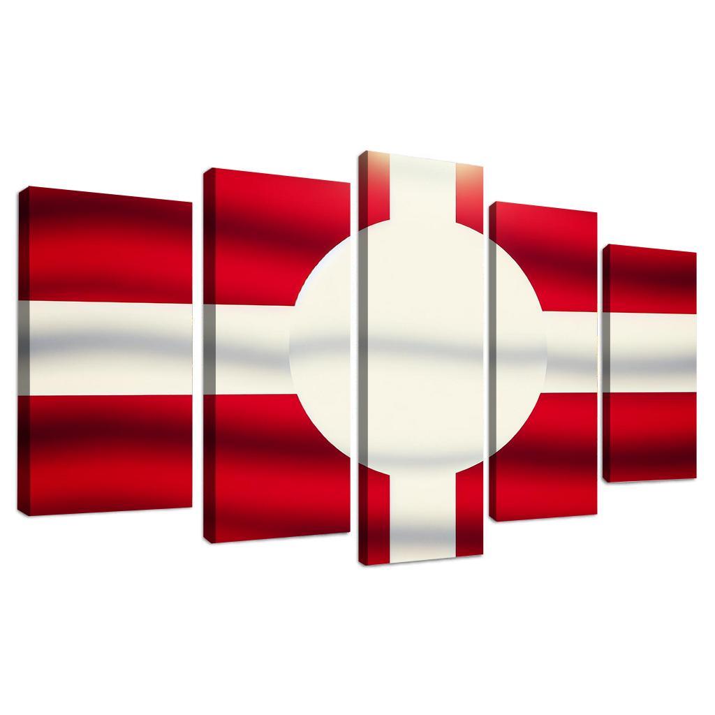 Emblem of the Arctic The Flag of Greenland 5 Piece HD Canvas Wall Art-Original Frame