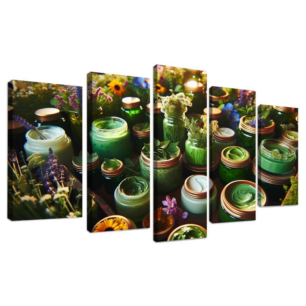 Nature-Inspired Beauty Botanical Ingredients 5 Piece HD Canvas Wall Art-Original Frame