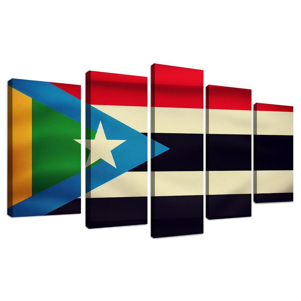 Spirit of Independence The Flag of South Sudan 5 Piece HD Canvas Wall Art-Original Frame