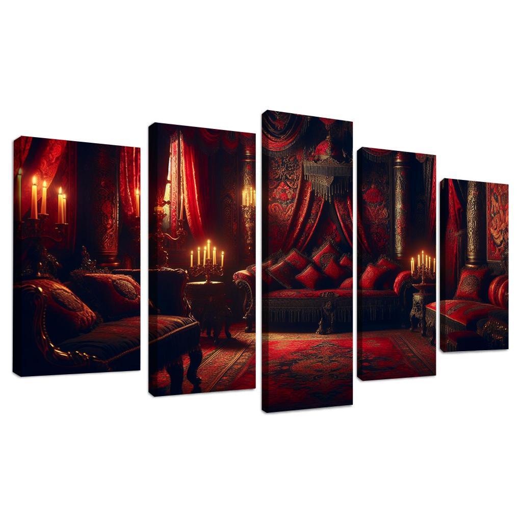 Dark Enchantment Chamber An Ominous Retreat 5 Piece HD Canvas Wall Art-Original Frame