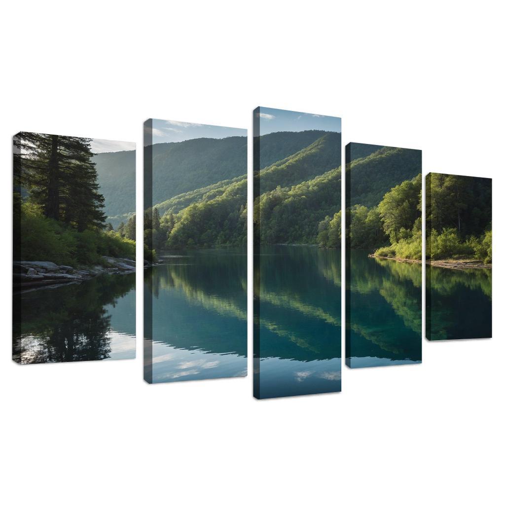 The Mesmerizing View Of Crystal Blue Lakes Oil Paintings Frame