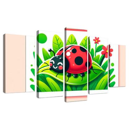 Lively Ladybug Modern Paintings Frame