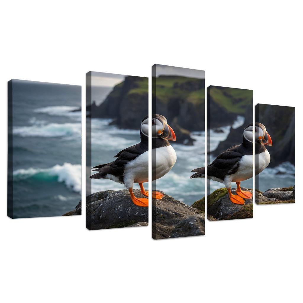 The Colorful Puffin Clown Of The Sea Modern Paintings Frame