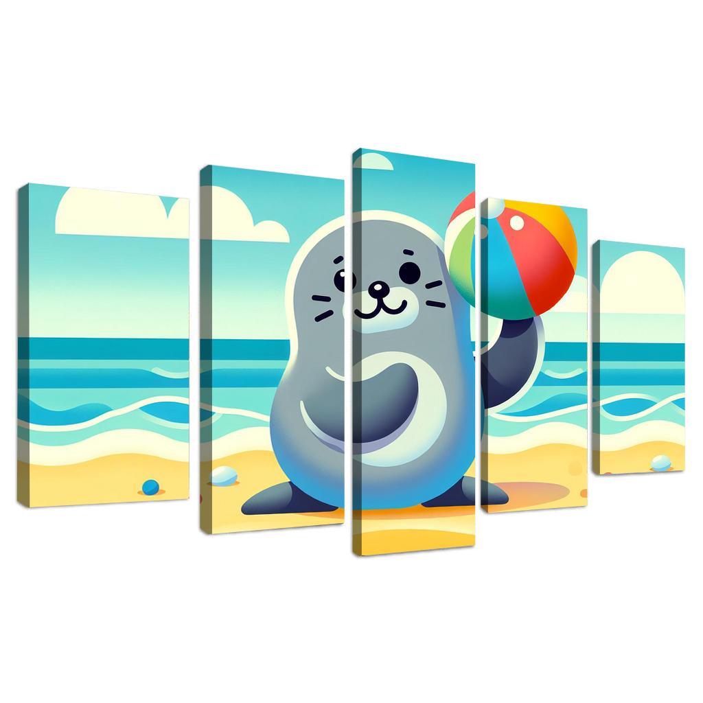 Silly Seal - Beach Fun Framed Paintings