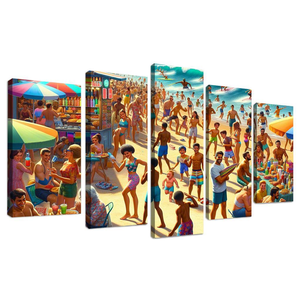 Sunshine Harbor Beach Modern Paintings Frame