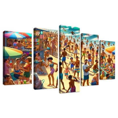 Sunshine Harbor Beach Modern Paintings Frame
