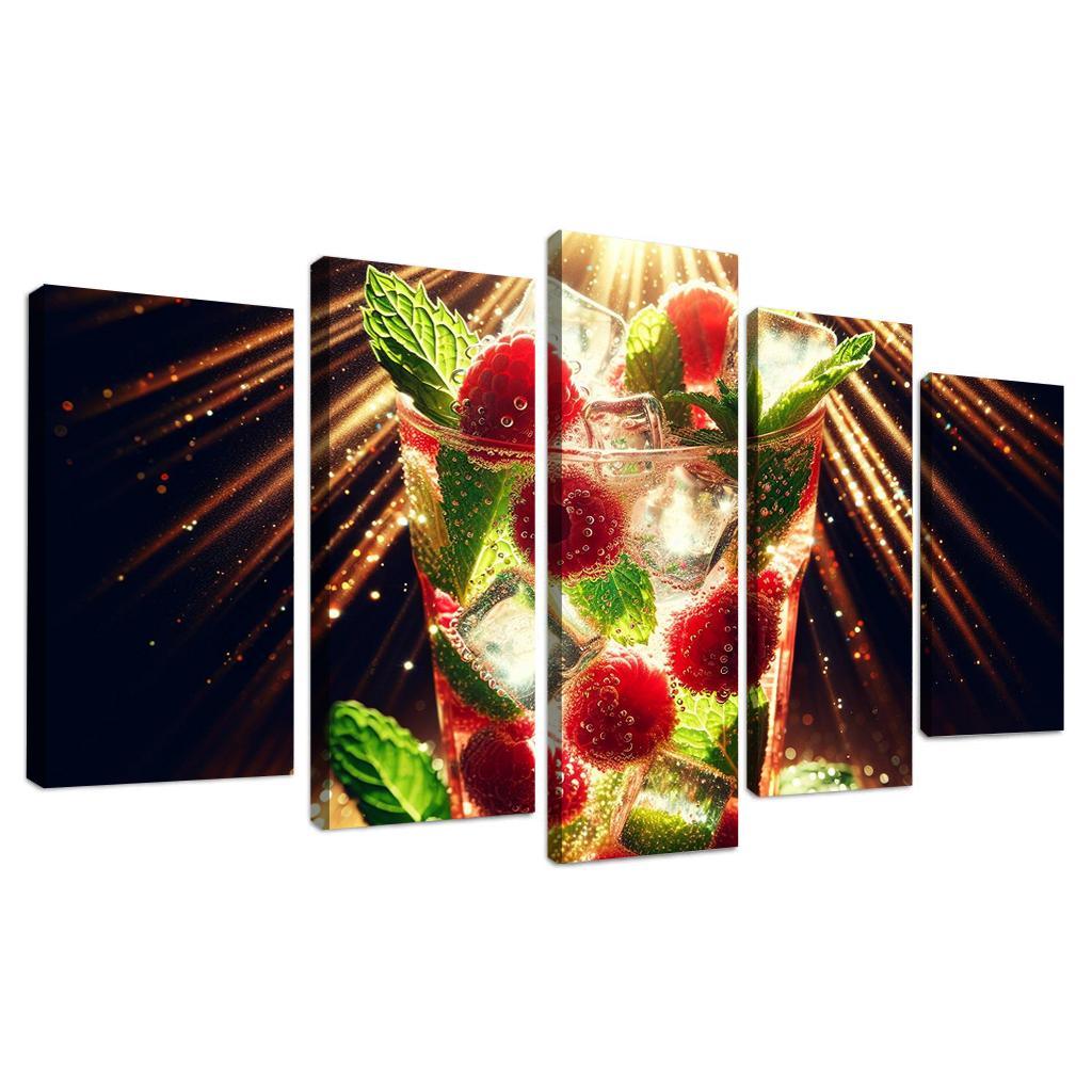 Raspberry Mint Sparkler 5 Piece HD Canvas Wall Art-Original Frame