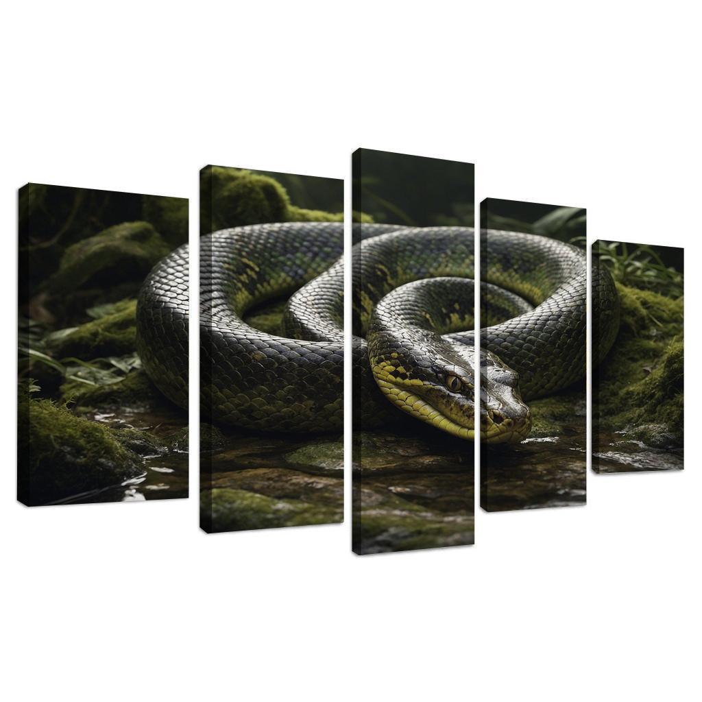 The Mysterious Green Anaconda Giant Of The Swamps Canvas Paintings Frame