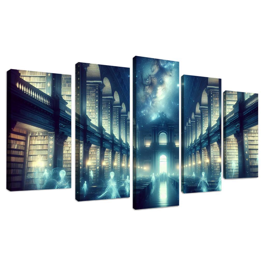 The Cosmic Library 5 Piece HD Canvas Wall Art-Original Frame