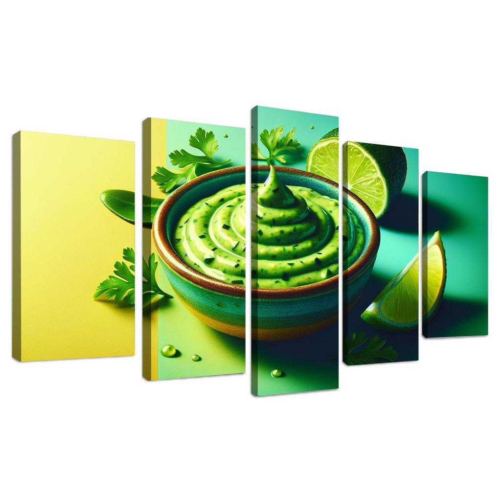 Creamy Avocado Lime Dressing 5 Piece HD Canvas Wall Art-Original Frame