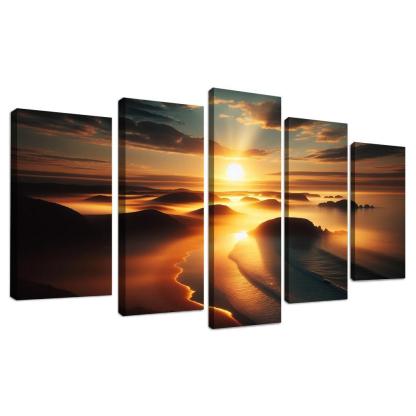 Morning Mist Beach Serene Sunrises Custom Paintings Frame