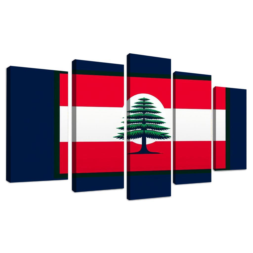 Emblem of Resilience The Flag of Lebanon 5 Piece HD Canvas Wall Art-Original Frame