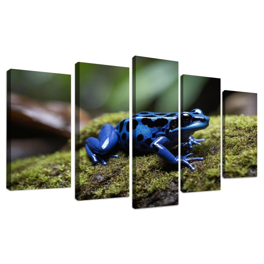 The Rare Blue Poison Dart Frog In A Tropical Rainforest Framed Paintings
