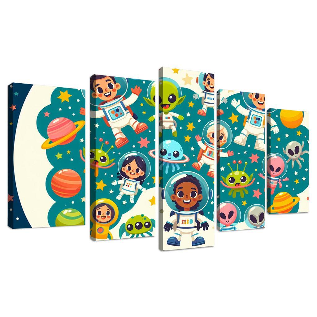 Galactic Adventure 5 Piece HD Canvas Wall Art-Original Frame