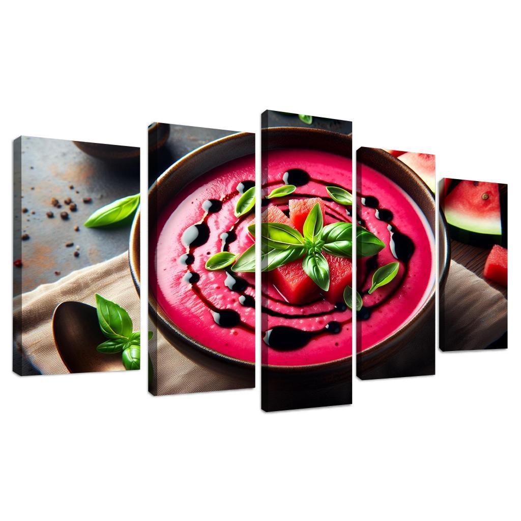 Chilled Watermelon Basil Soup 5 Piece HD Canvas Wall Art-Original Frame