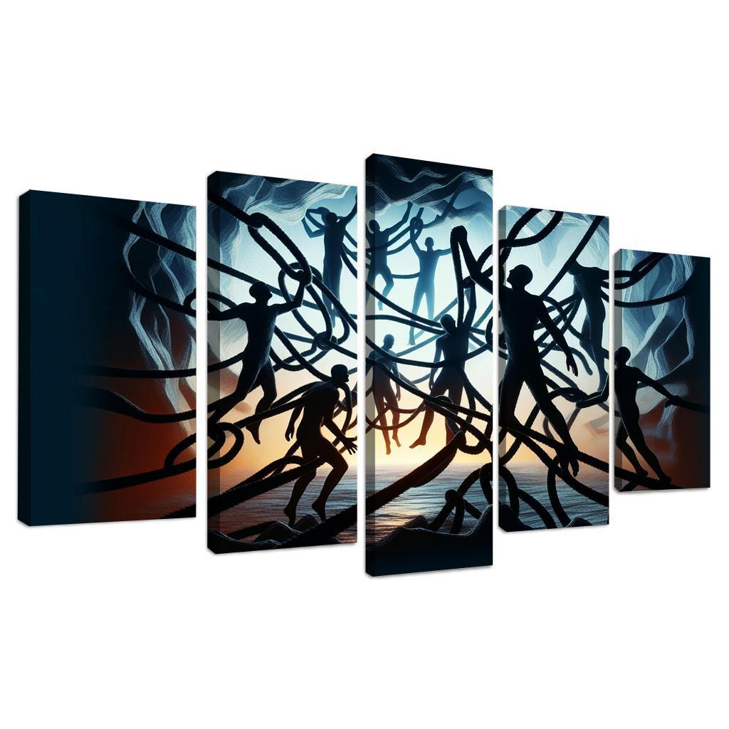 Invisible Threads Art on Human Trafficking Awareness 5 Piece HD Canvas Wall Art-Original Frame
