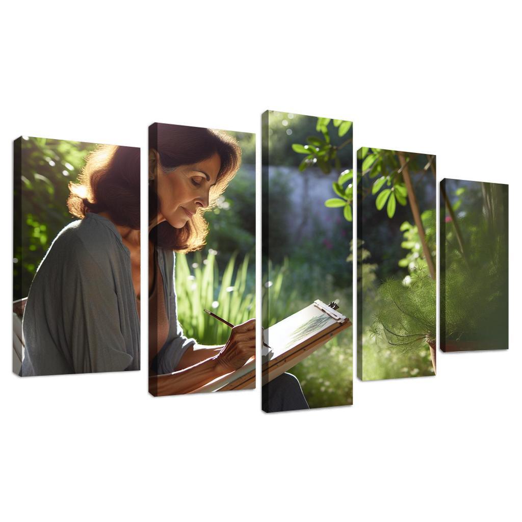 Nature Sketching Capturing the World Around You 5 Piece HD Canvas Wall Art-Original Frame