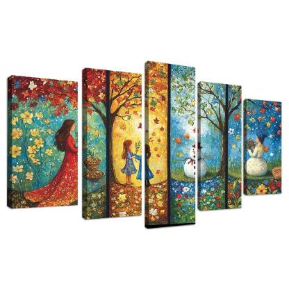 Seasons Of Growth Nurtured By A Mothers Care Custom Paintings Frame