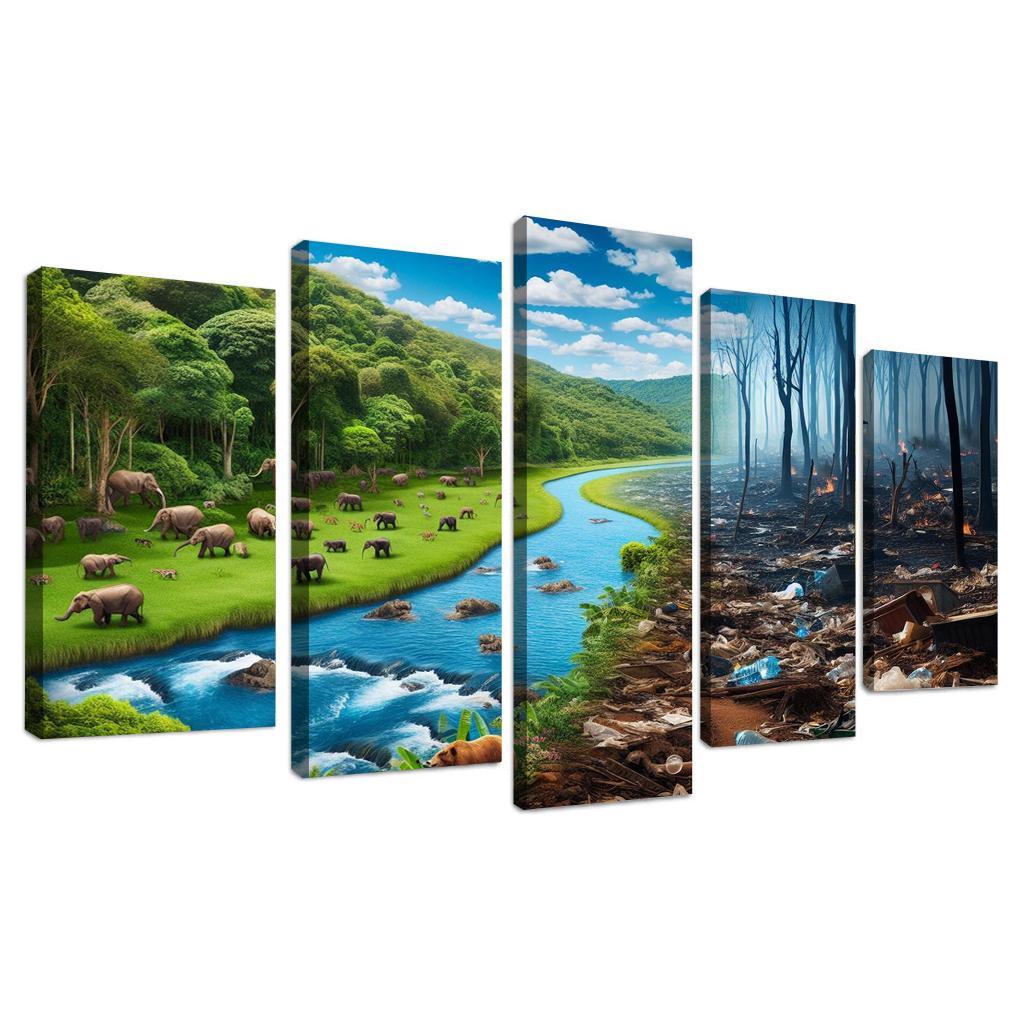 Nature's Cry Environmental Sustainability And Action Multi-panel Paintings