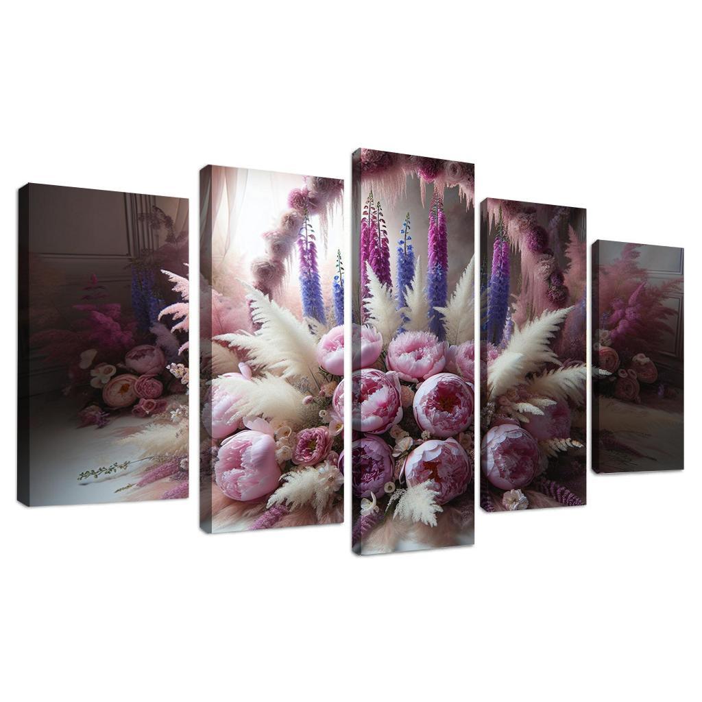 Ethereal Garden A Fairy Tale Floral Display 5 Piece HD Canvas Wall Art-Original Frame