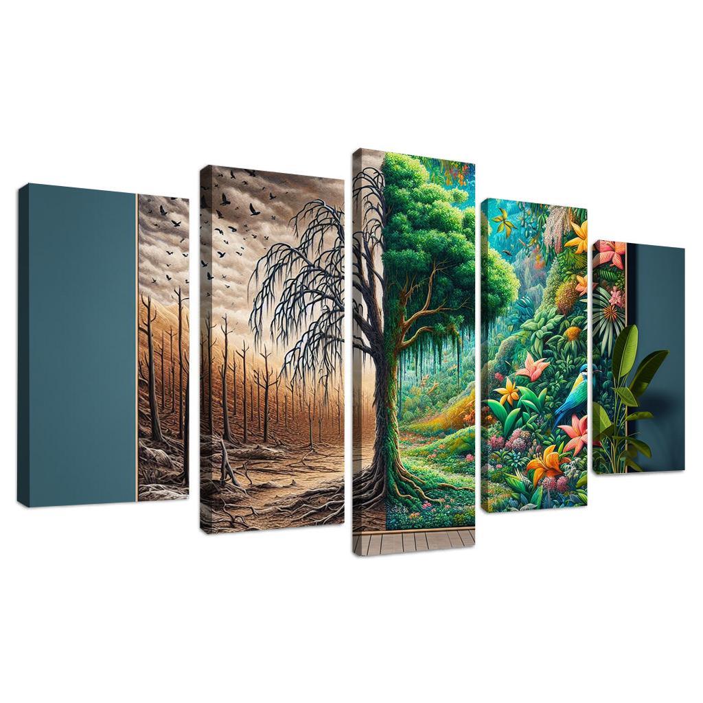 The Last Breath A Call for Climate Justice 5 Piece HD Canvas Wall Art-Original Frame