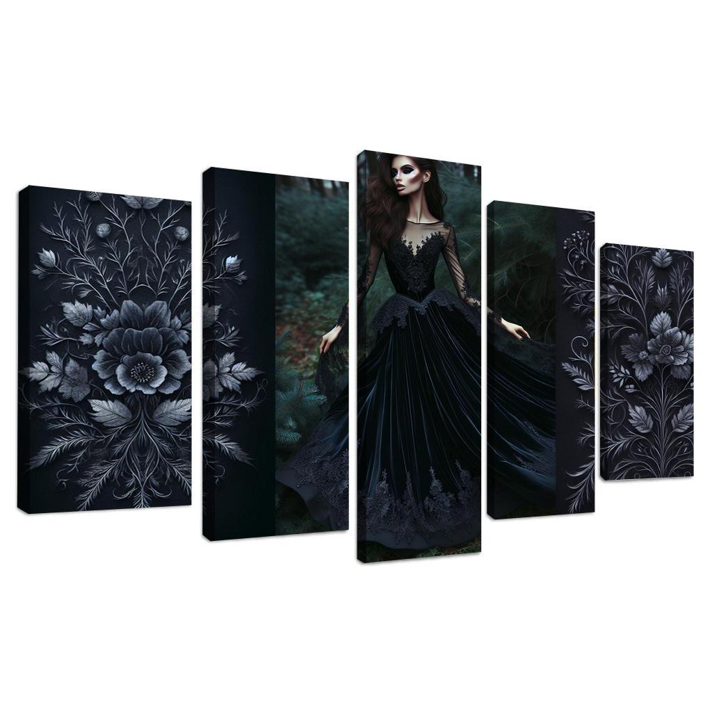 Gothic Romance Dark Elegance 5 Piece HD Canvas Wall Art-Original Frame