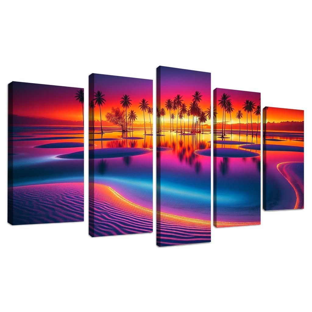 Lagoon Of Light Sunset Paradise Custom Paintings Frame