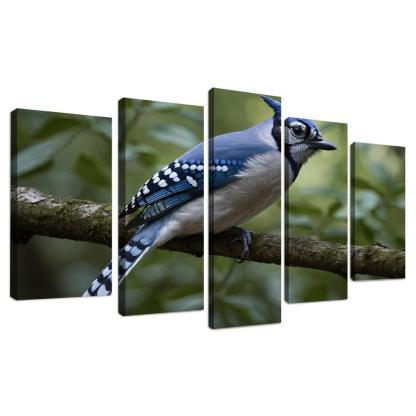 The Elegant Blue Jay In The Forest Framed Paintings