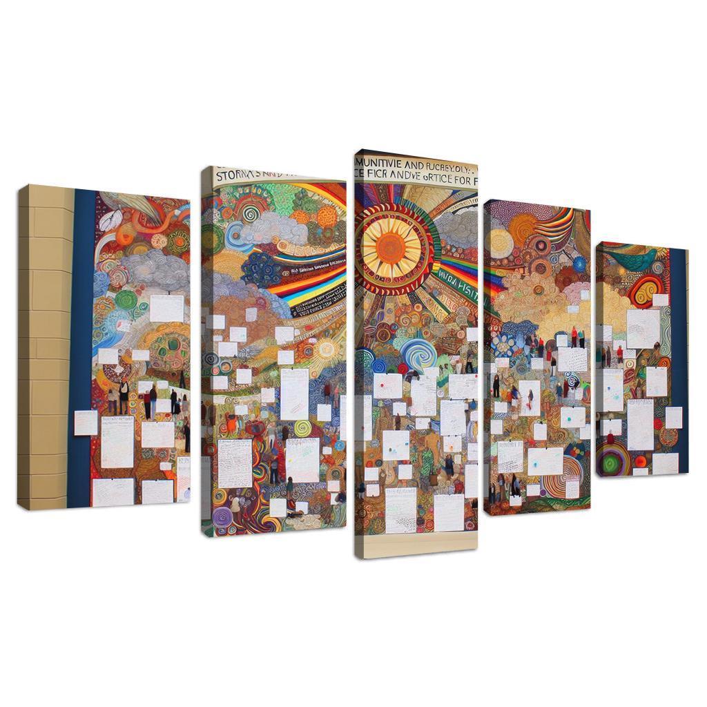 Intergenerational Wisdom Connecting the Young and the Old 5 Piece HD Canvas Wall Art-Original Frame