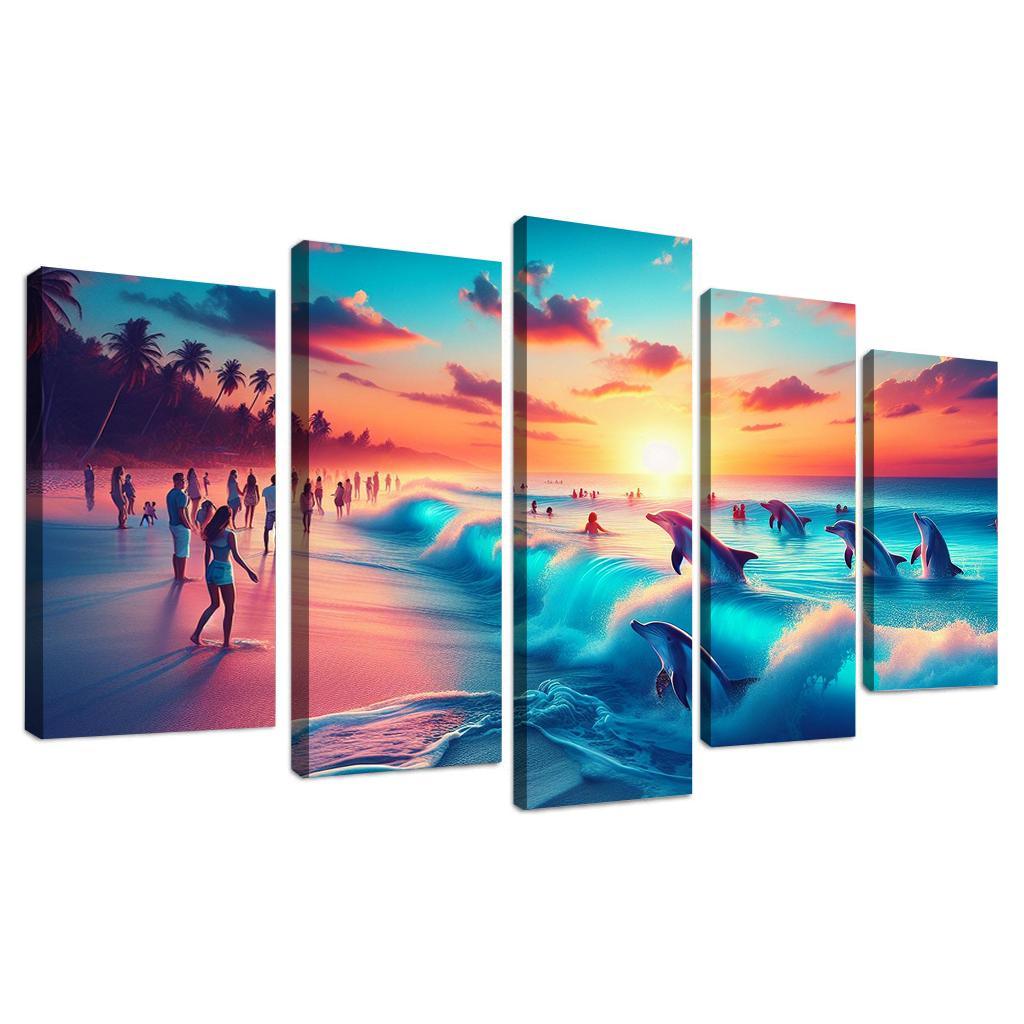Cerulean Bliss Sunset And Wildlife Watching Premium Artwork Frames