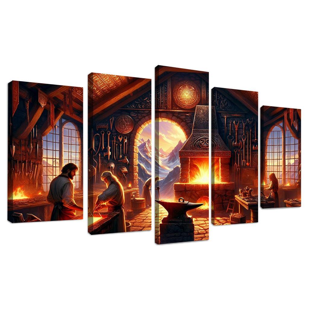 The Arcane Forge 5 Piece HD Canvas Wall Art-Original Frame